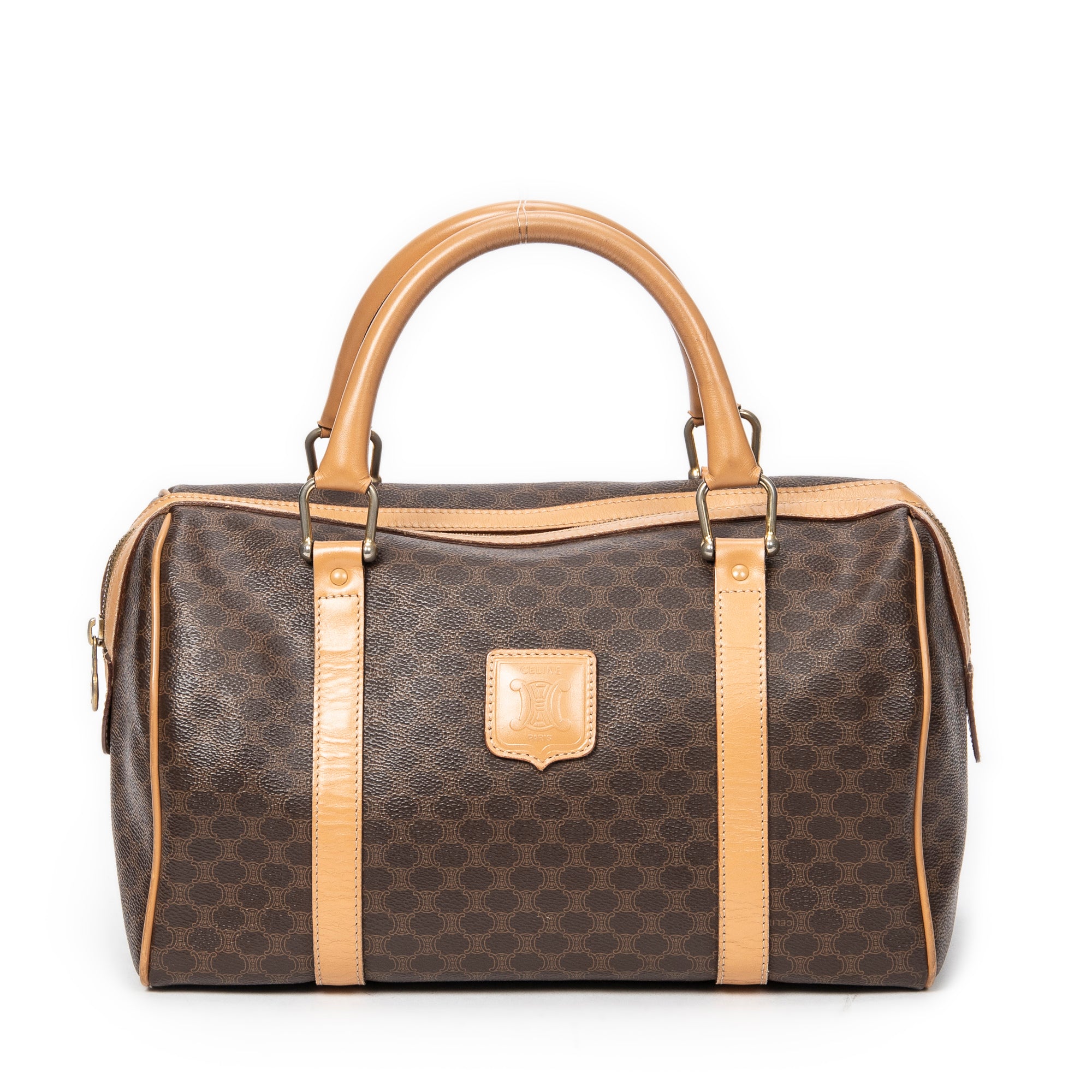 Bolso Vintage Pequeño Boston Lona Macadam Marrón