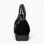 Handbag Anagram Open Tote Black Suede Leather