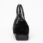 Handbag Anagram Open Tote Black Suede Leather