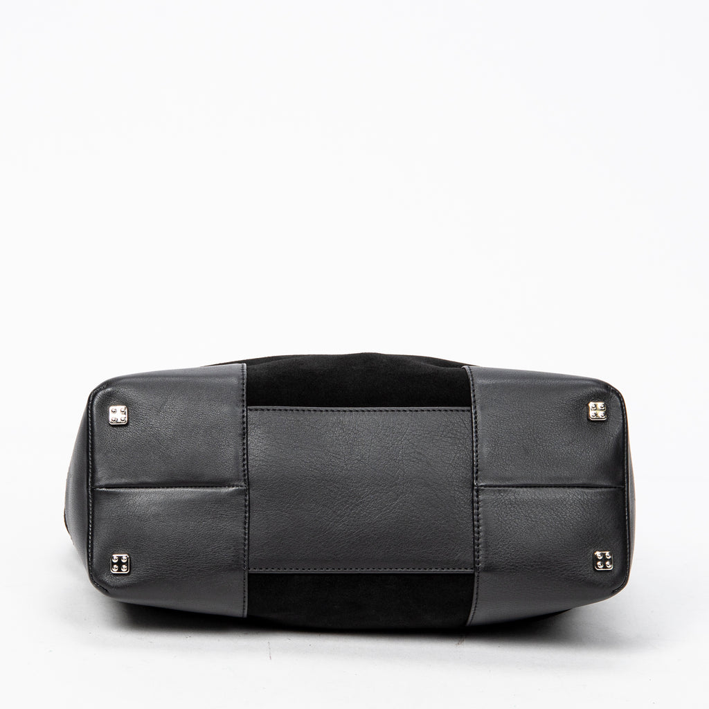 Handbag Anagram Open Tote Black Suede Leather