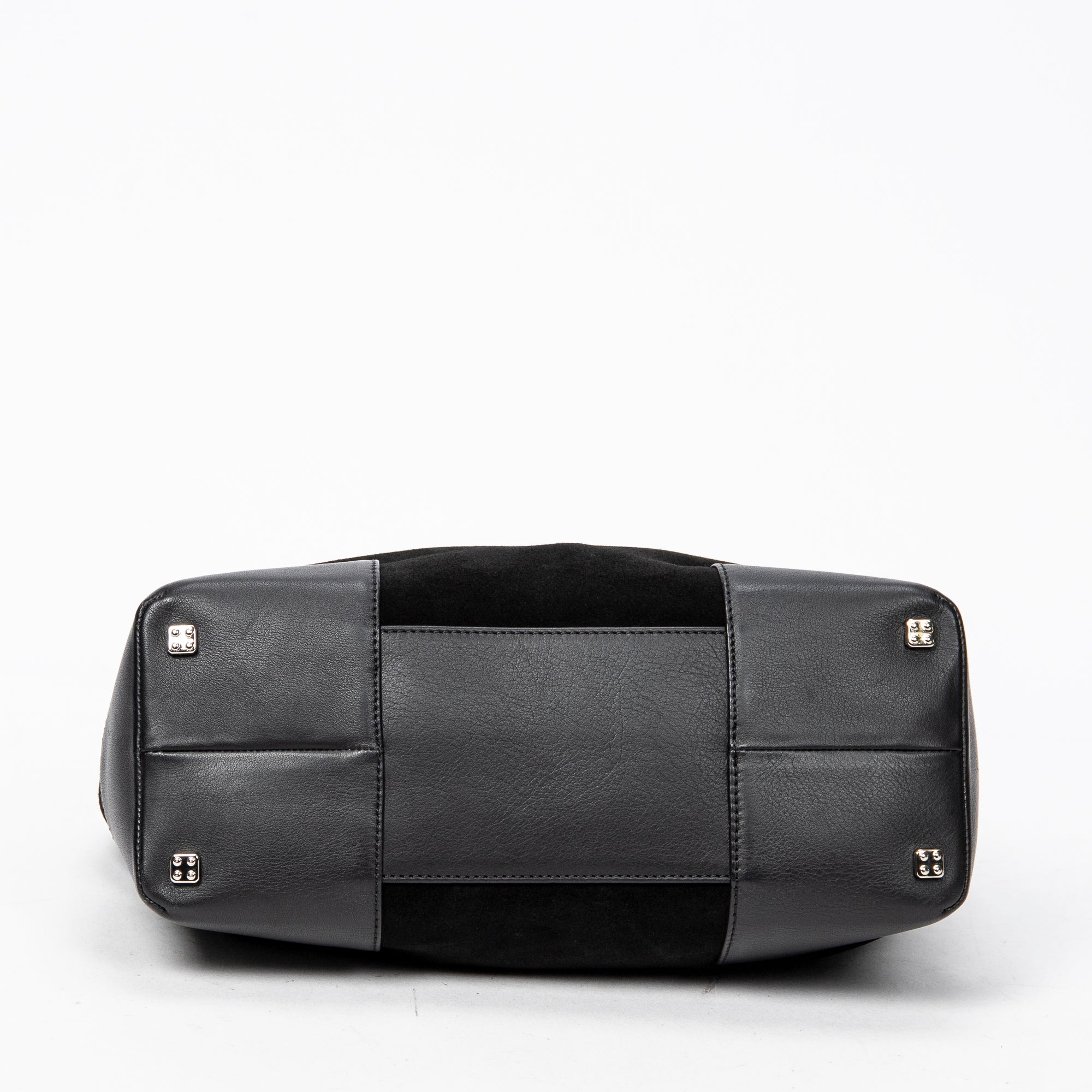 Handbag Anagram Open Tote Black Suede Leather