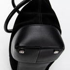 Handbag Anagram Open Tote Black Suede Leather