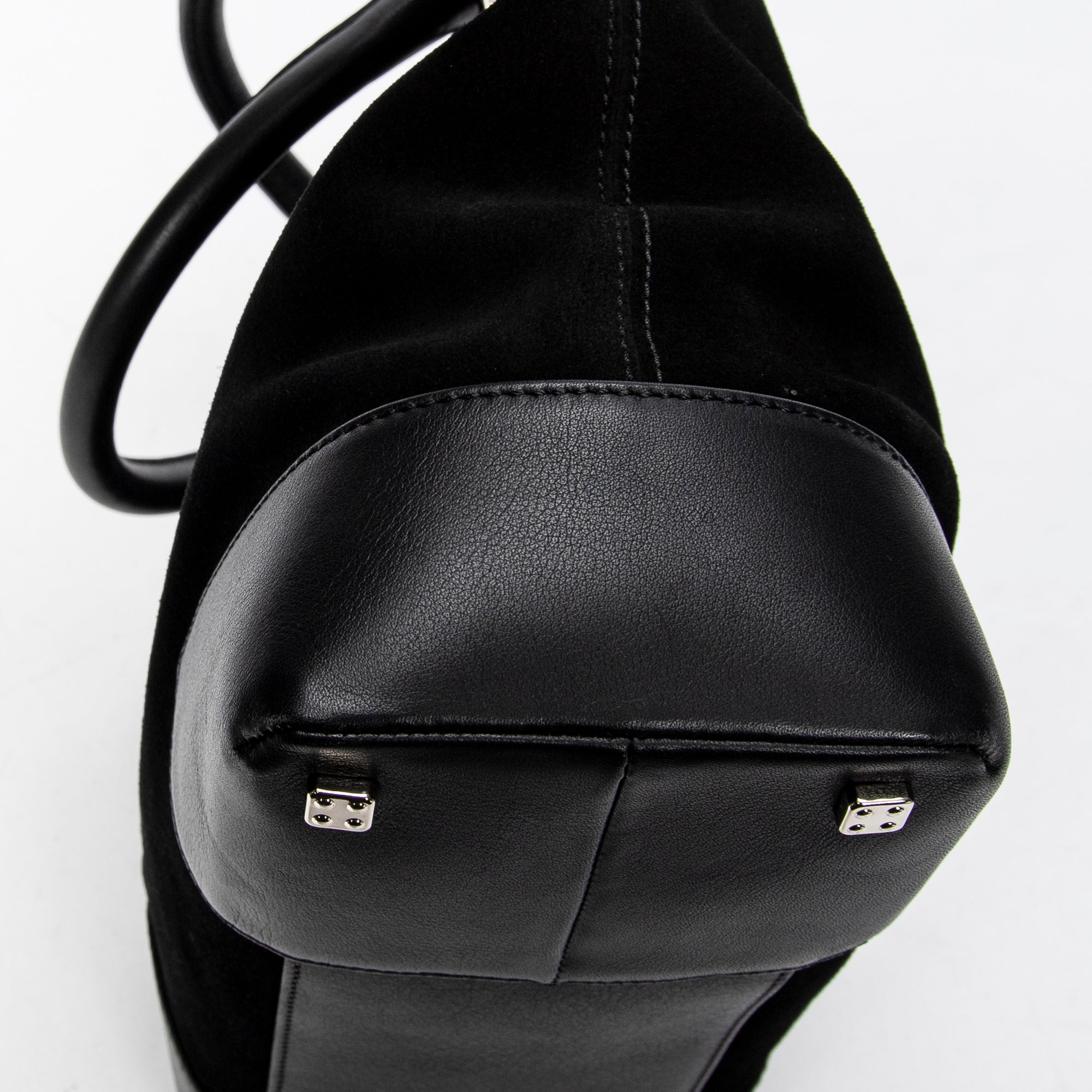 Handbag Anagram Open Tote Black Suede Leather