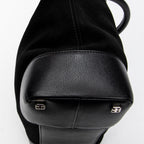 Handbag Anagram Open Tote Black Suede Leather