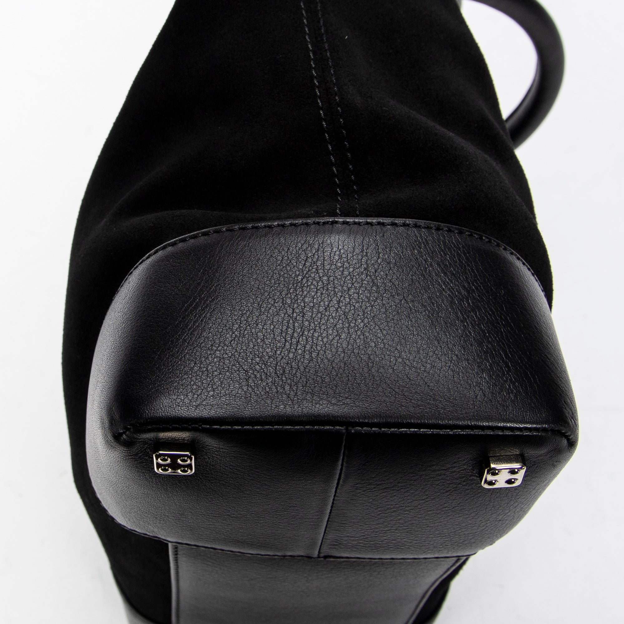 Handbag Anagram Open Tote Black Suede Leather