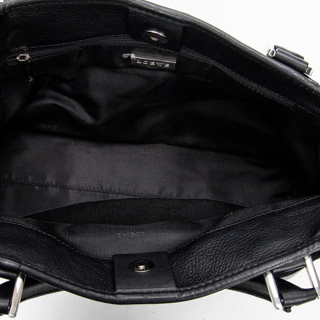 Handbag Anagram Open Tote Black Suede Leather