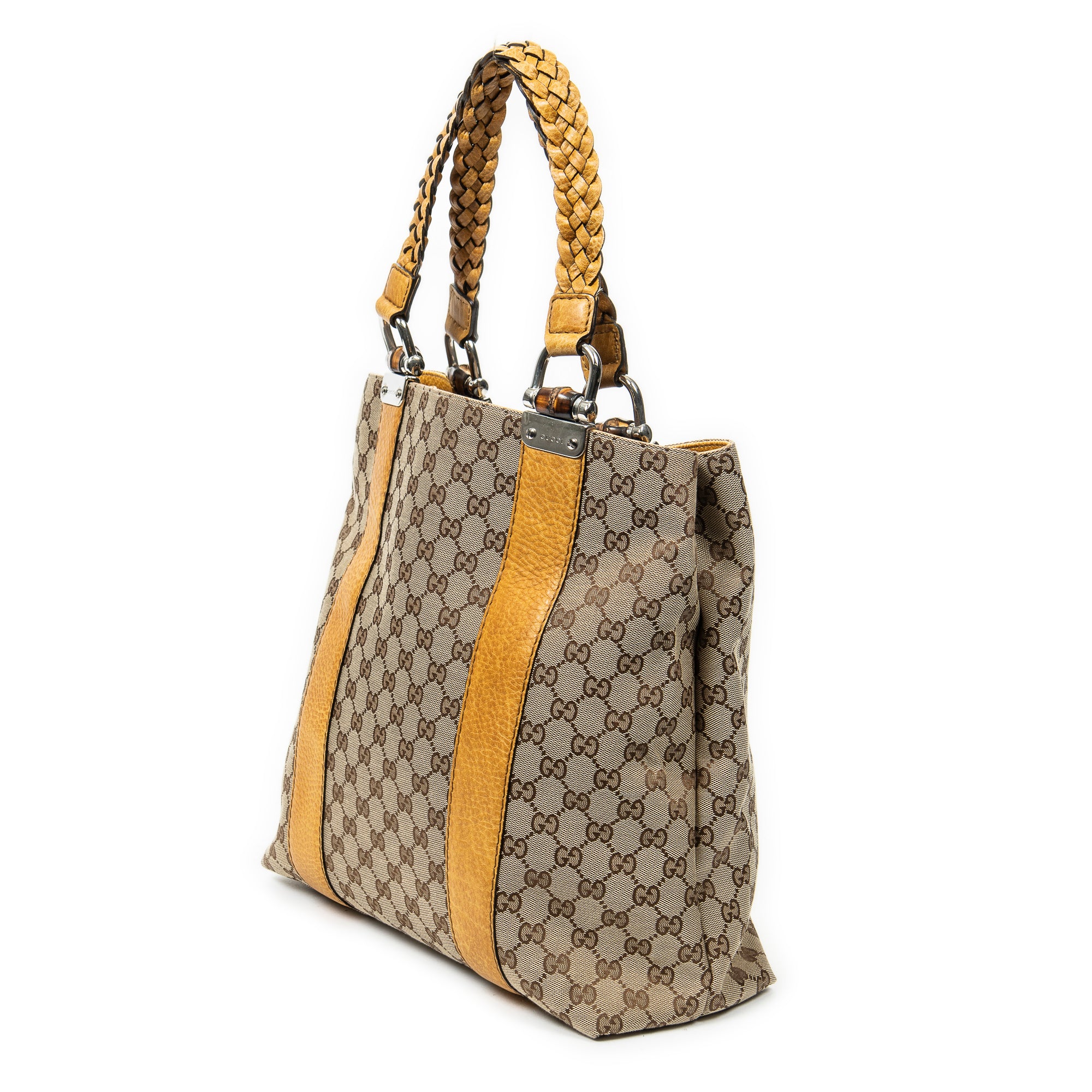 Shoulder bag Vertical Bamboo Bar Shopper Tote Yellow Monogrammed Canvas