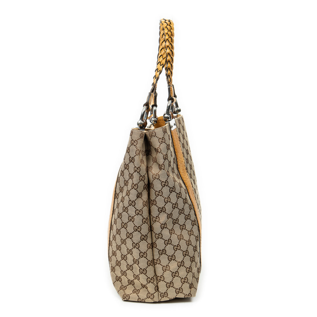 Shoulder bag Vertical Bamboo Bar Shopper Tote Yellow Monogrammed Canvas