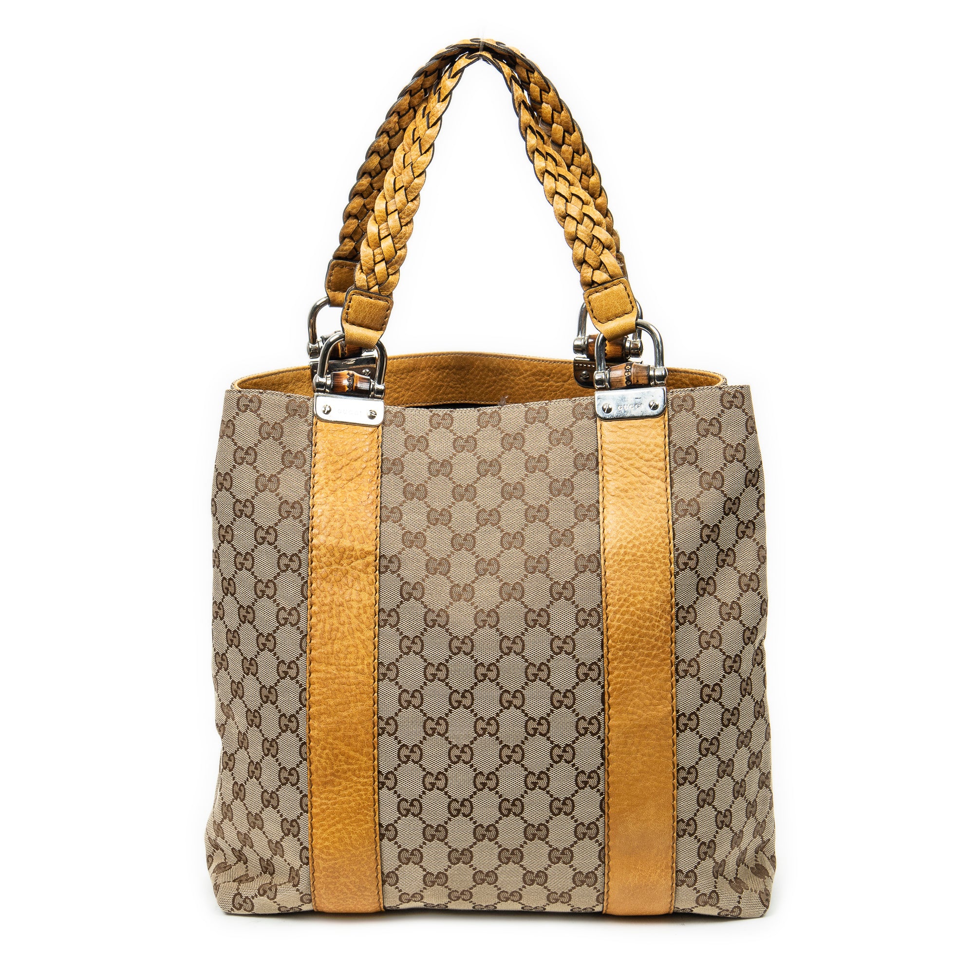 Shoulder bag Vertical Bamboo Bar Shopper Tote Yellow Monogrammed Canvas
