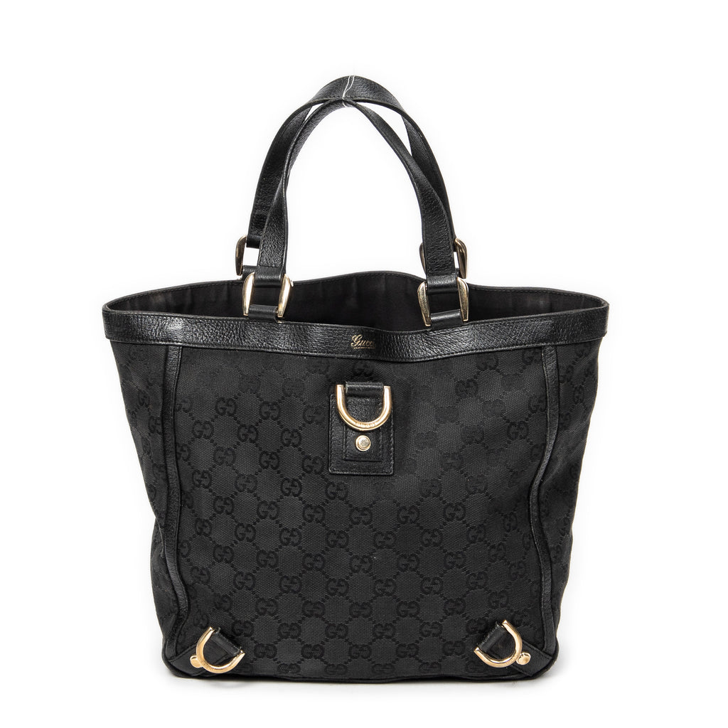 Handbag Small Abbey D-Ring Tote Black Monogrammed Canvas