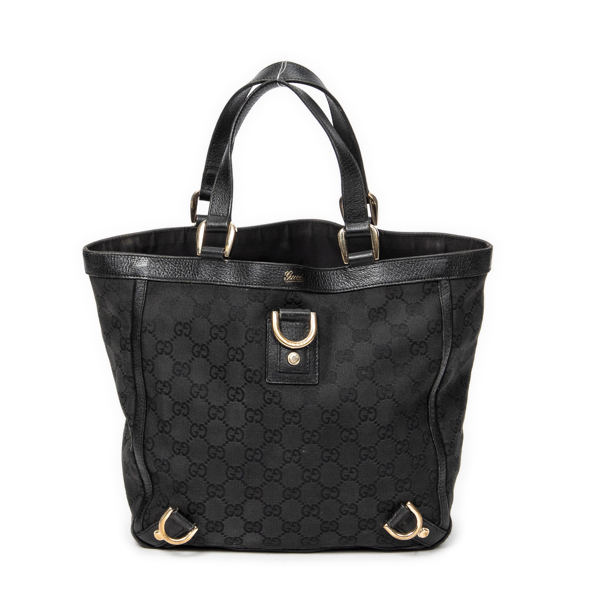 Handbag Small Abbey D-Ring Tote Black Monogrammed Canvas