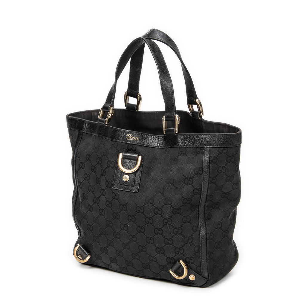 Handbag Small Abbey D-Ring Tote Black Monogrammed Canvas