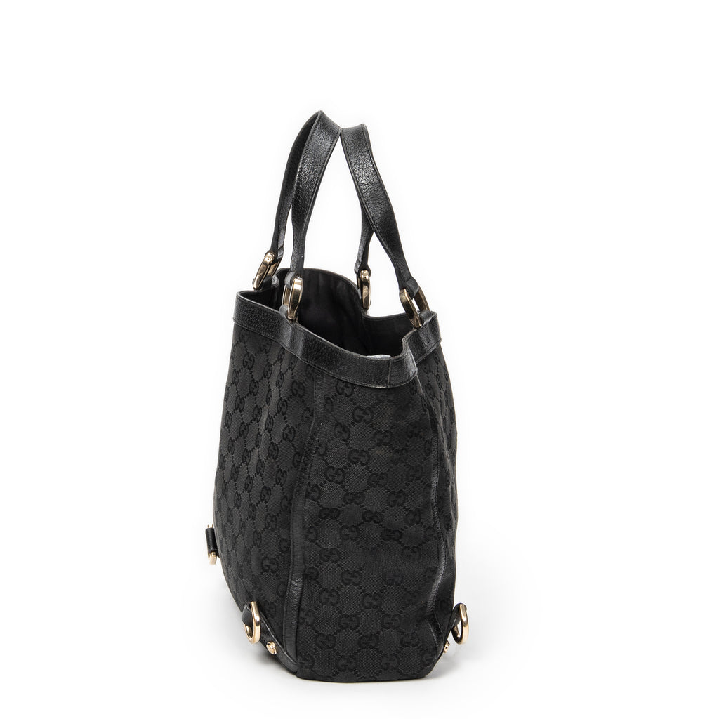 Handbag Small Abbey D-Ring Tote Black Monogrammed Canvas