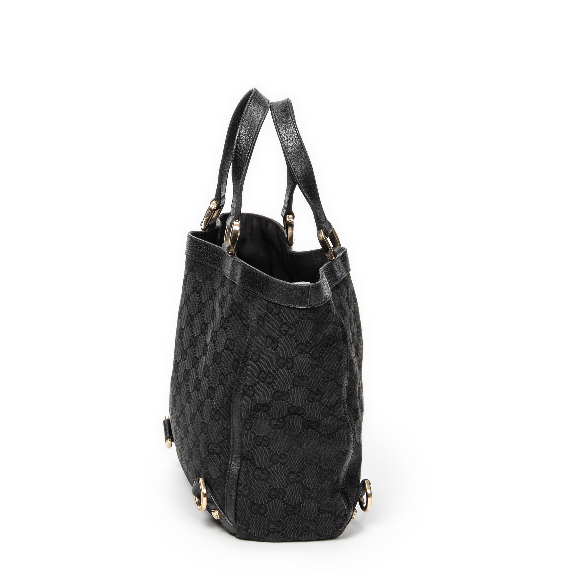 Handbag Small Abbey D-Ring Tote Black Monogrammed Canvas