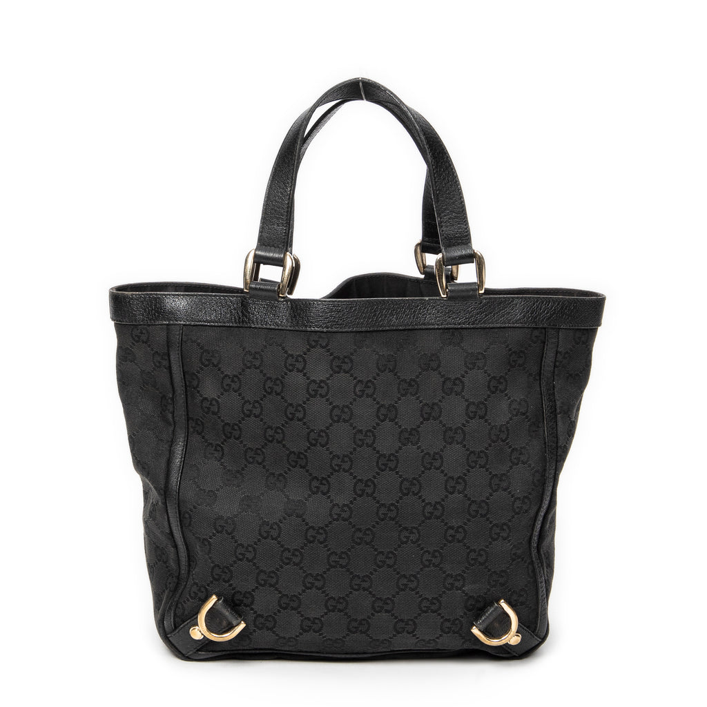 Handbag Small Abbey D-Ring Tote Black Monogrammed Canvas