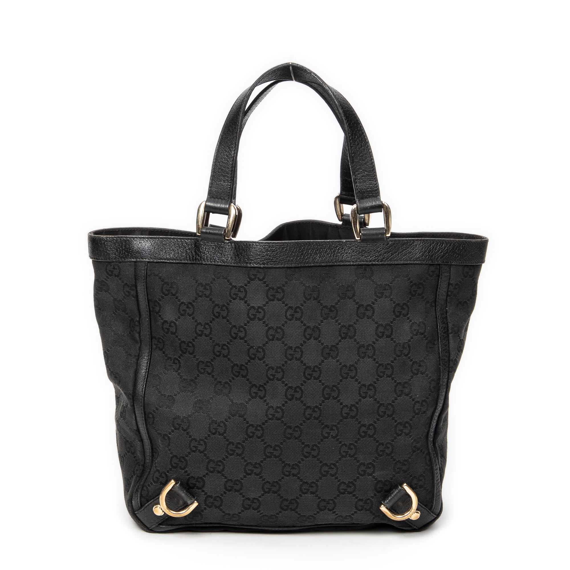 Handbag Small Abbey D-Ring Tote Black Monogrammed Canvas