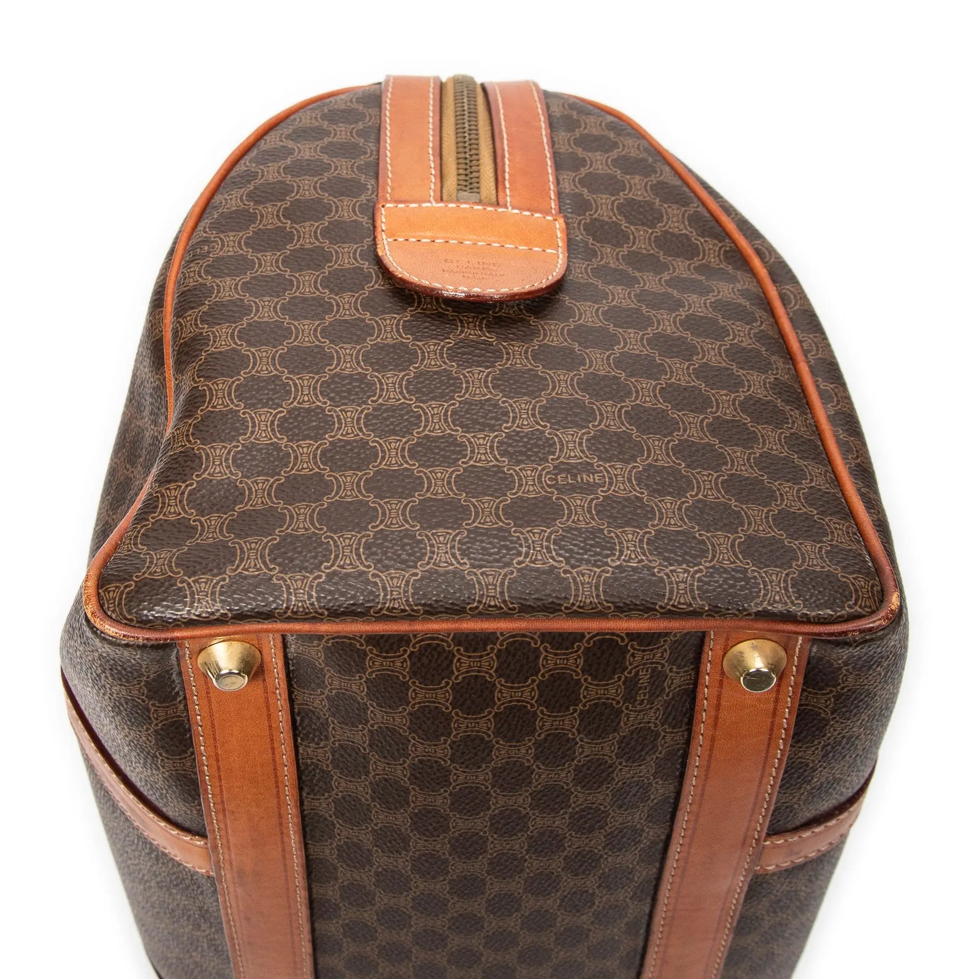 Handbag Vintage Medium Boston Brown Macadam Coated Canvas