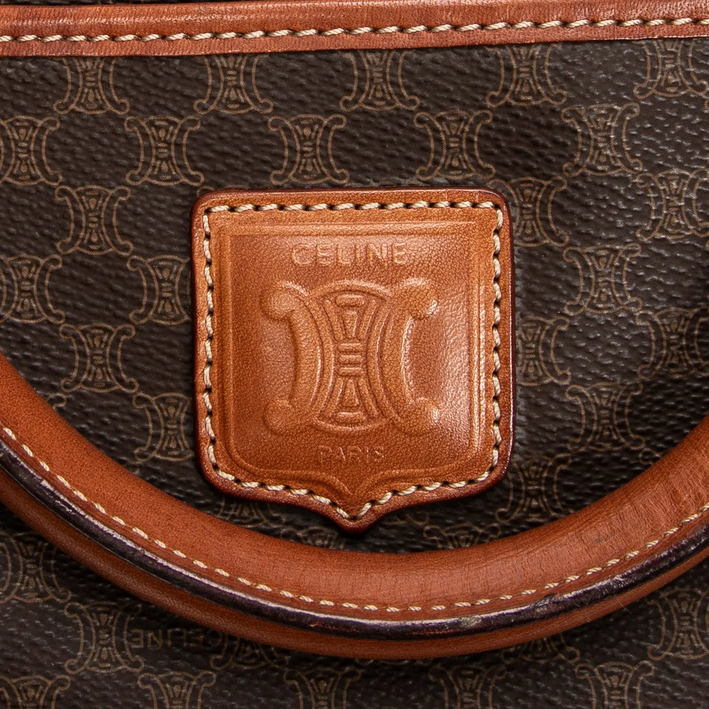 Handbag Vintage Medium Boston Brown Macadam Coated Canvas