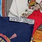 Hermès - Foulard - Bleu marine/Blanc
