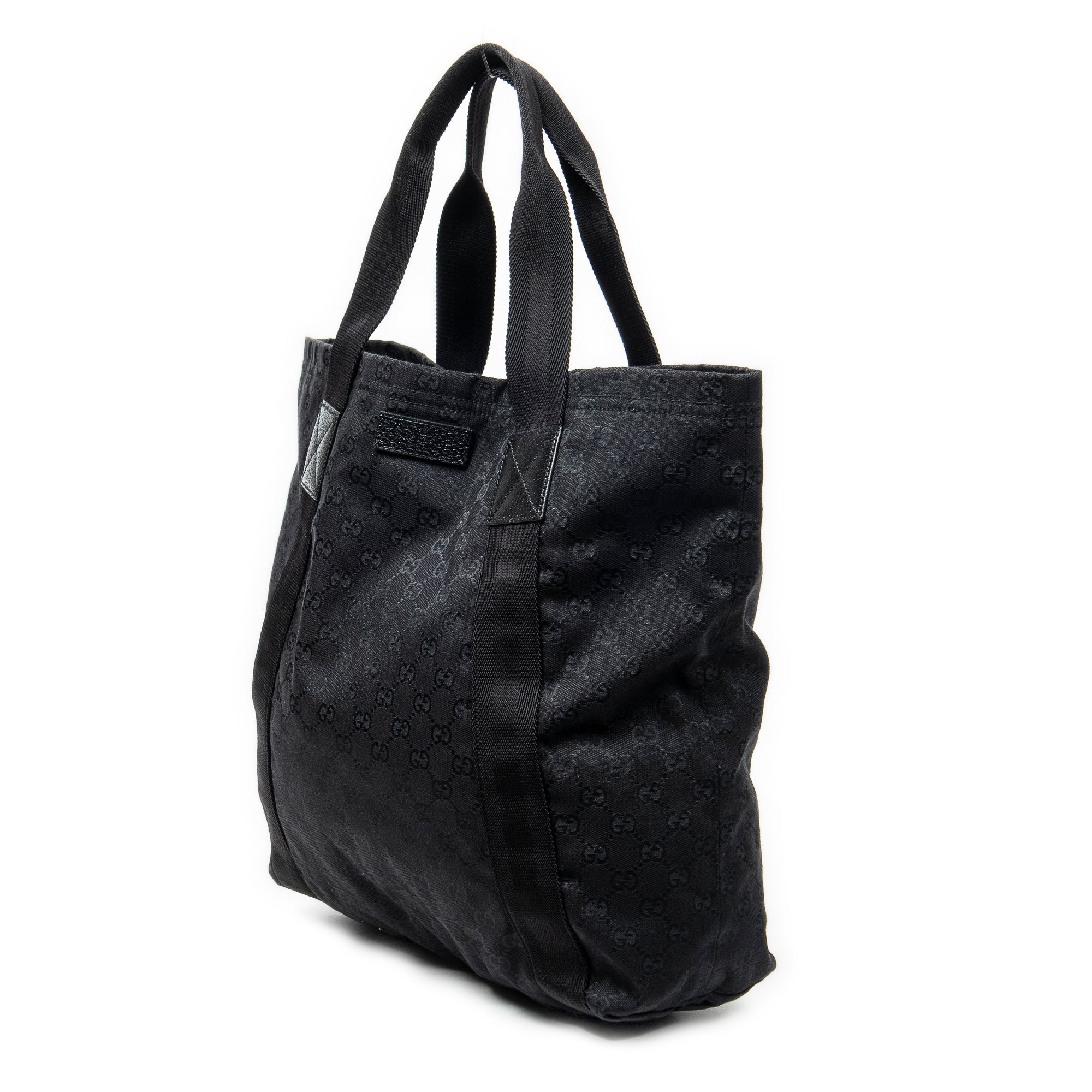 Handbag Open Shopper Black Monogrammed Canvas