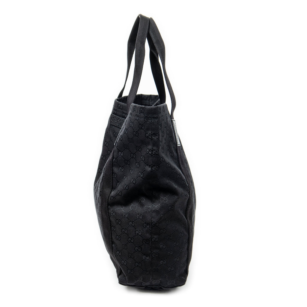 Handbag Open Shopper Black Monogrammed Canvas