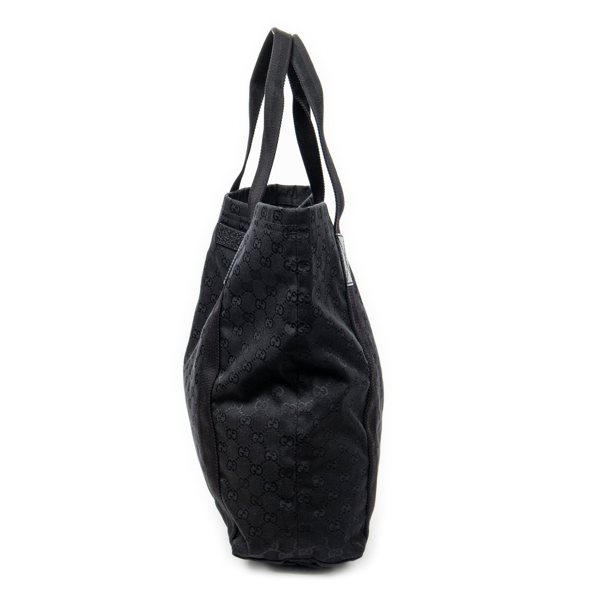 Handbag Open Shopper Black Monogrammed Canvas