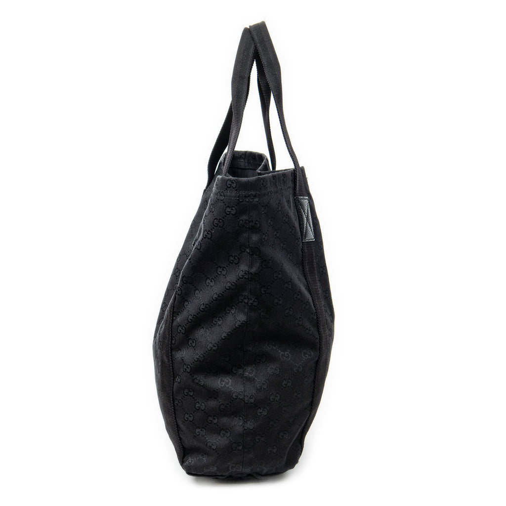 Handbag Open Shopper Black Monogrammed Canvas