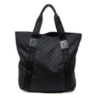 Handbag Open Shopper Black Monogrammed Canvas