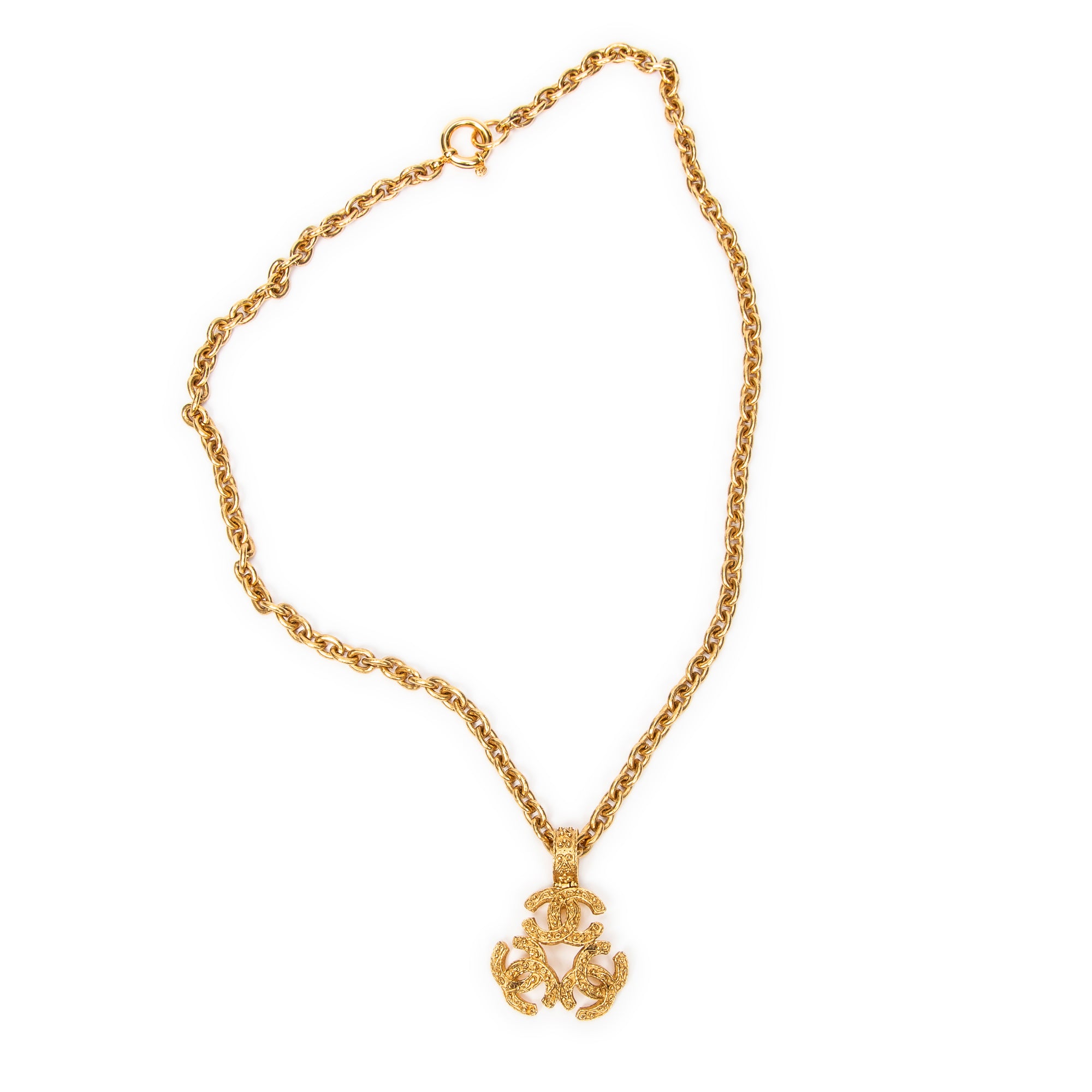 Necklace Triple CC Pendant Necklace Gold Gold Plated