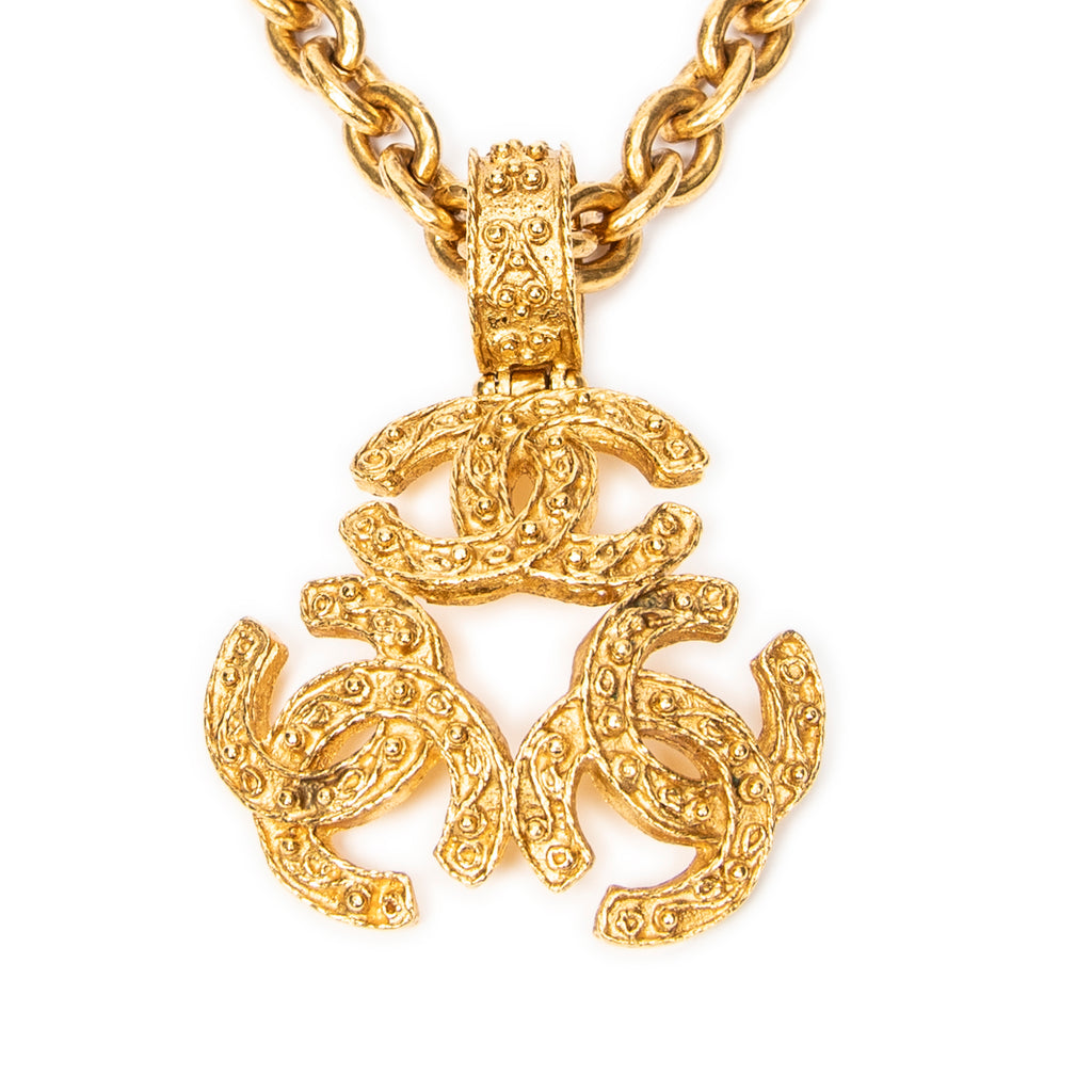 Necklace Triple CC Pendant Necklace Gold Gold Plated