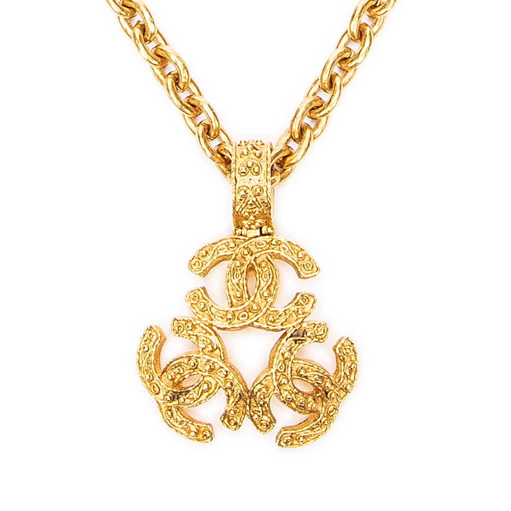 Necklace Triple CC Pendant Necklace Gold Gold Plated