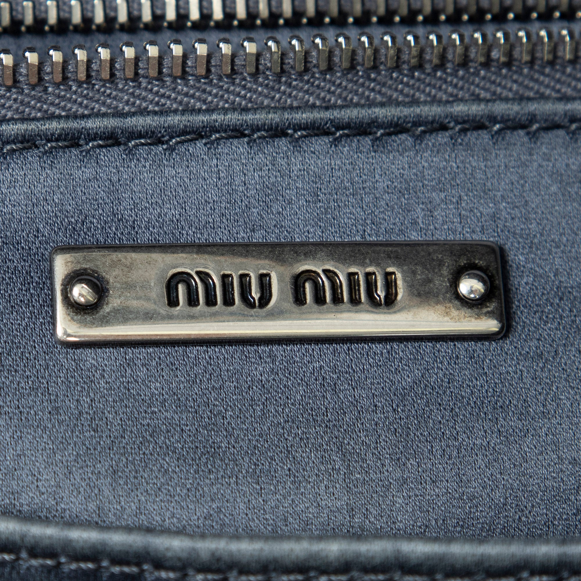 Miu Miu - Cabas zippé chaîne - sarcelle