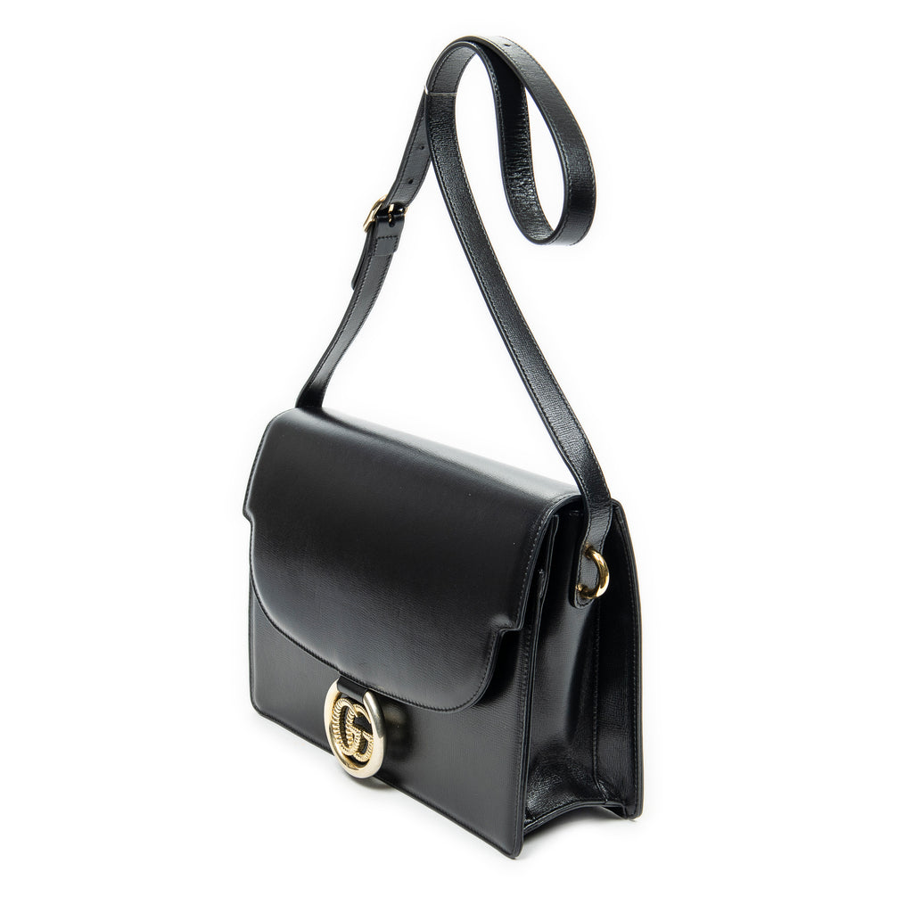 Shoulder bag Medium Torchon GG Ring Bag Black Textured Calfskin Leather