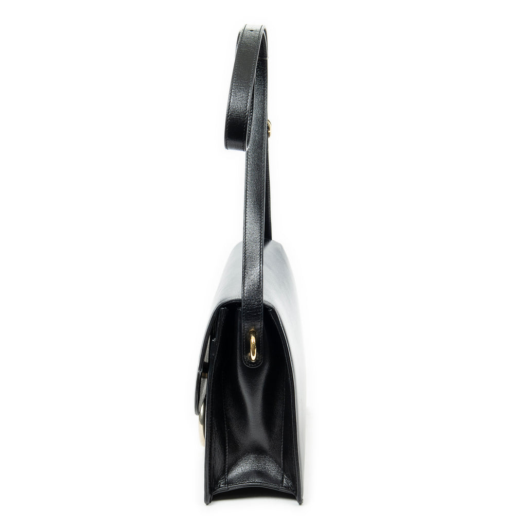 Shoulder bag Medium Torchon GG Ring Bag Black Textured Calfskin Leather