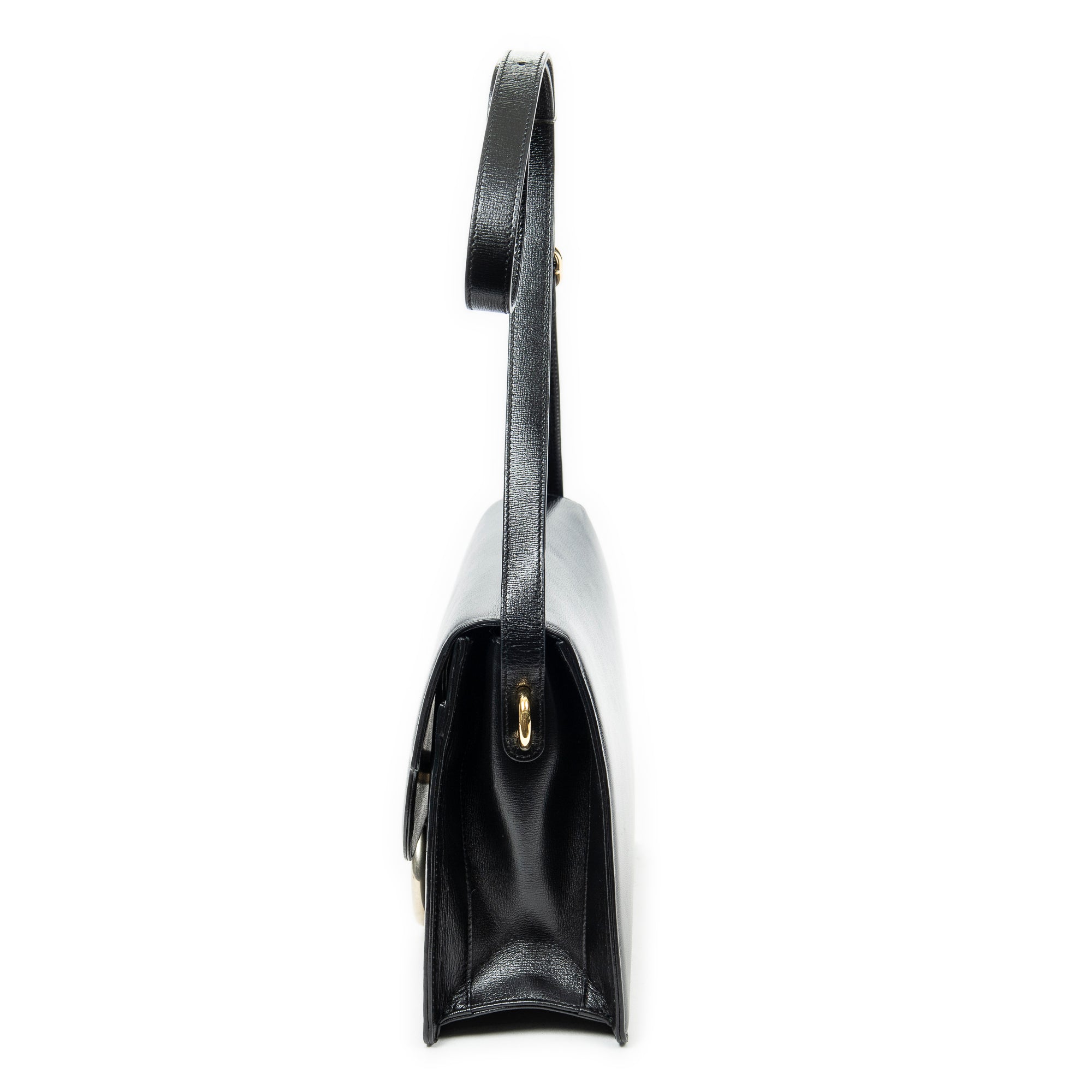 Shoulder bag Medium Torchon GG Ring Bag Black Textured Calfskin Leather