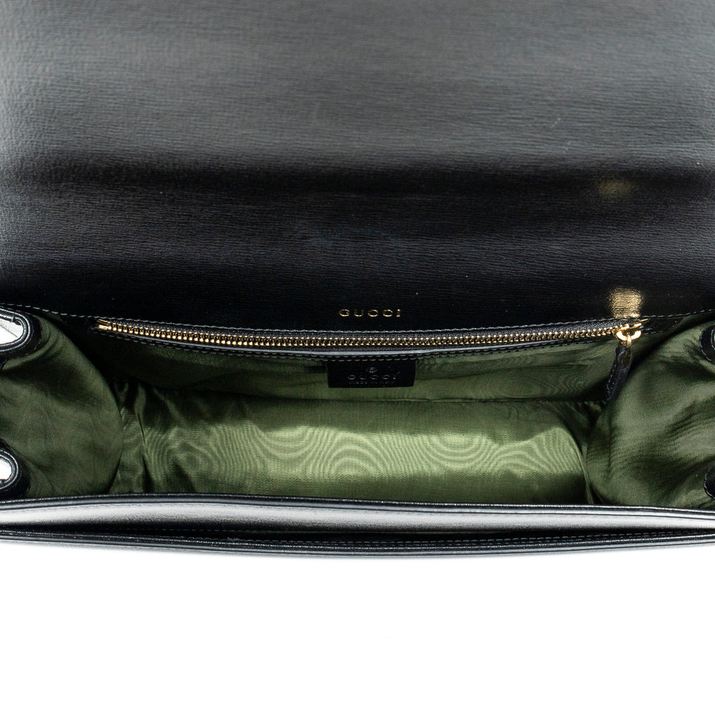Shoulder bag Medium Torchon GG Ring Bag Black Textured Calfskin Leather