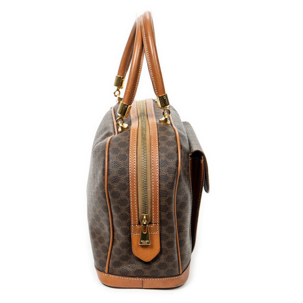 Handbag Vintage Front Pocket Dome Bag Brown Macadam Coated Canvas
