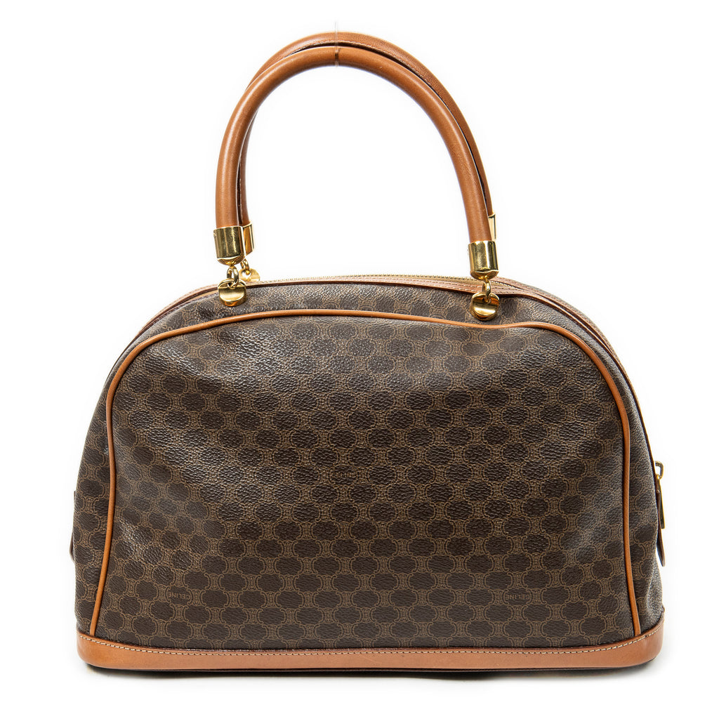 Handbag Vintage Front Pocket Dome Bag Brown Macadam Coated Canvas