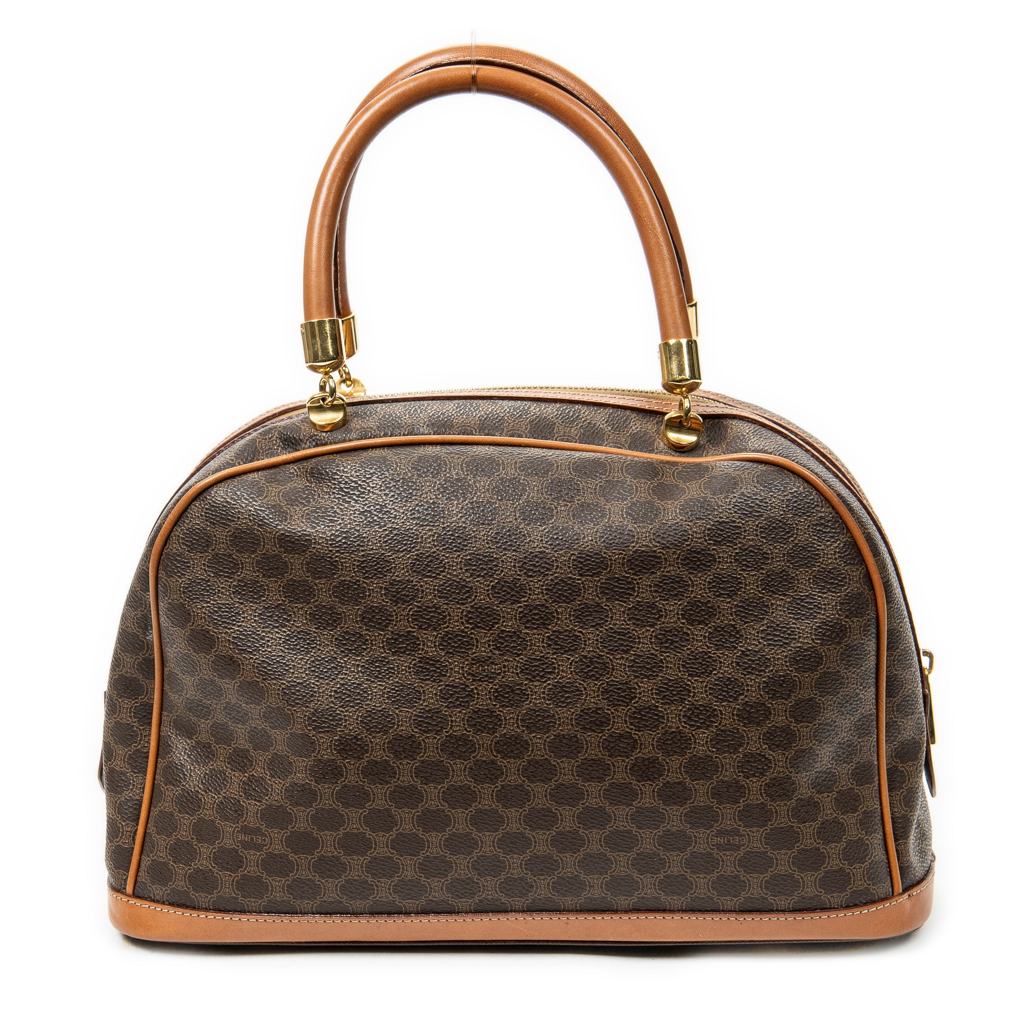 Handbag Vintage Front Pocket Dome Bag Brown Macadam Coated Canvas
