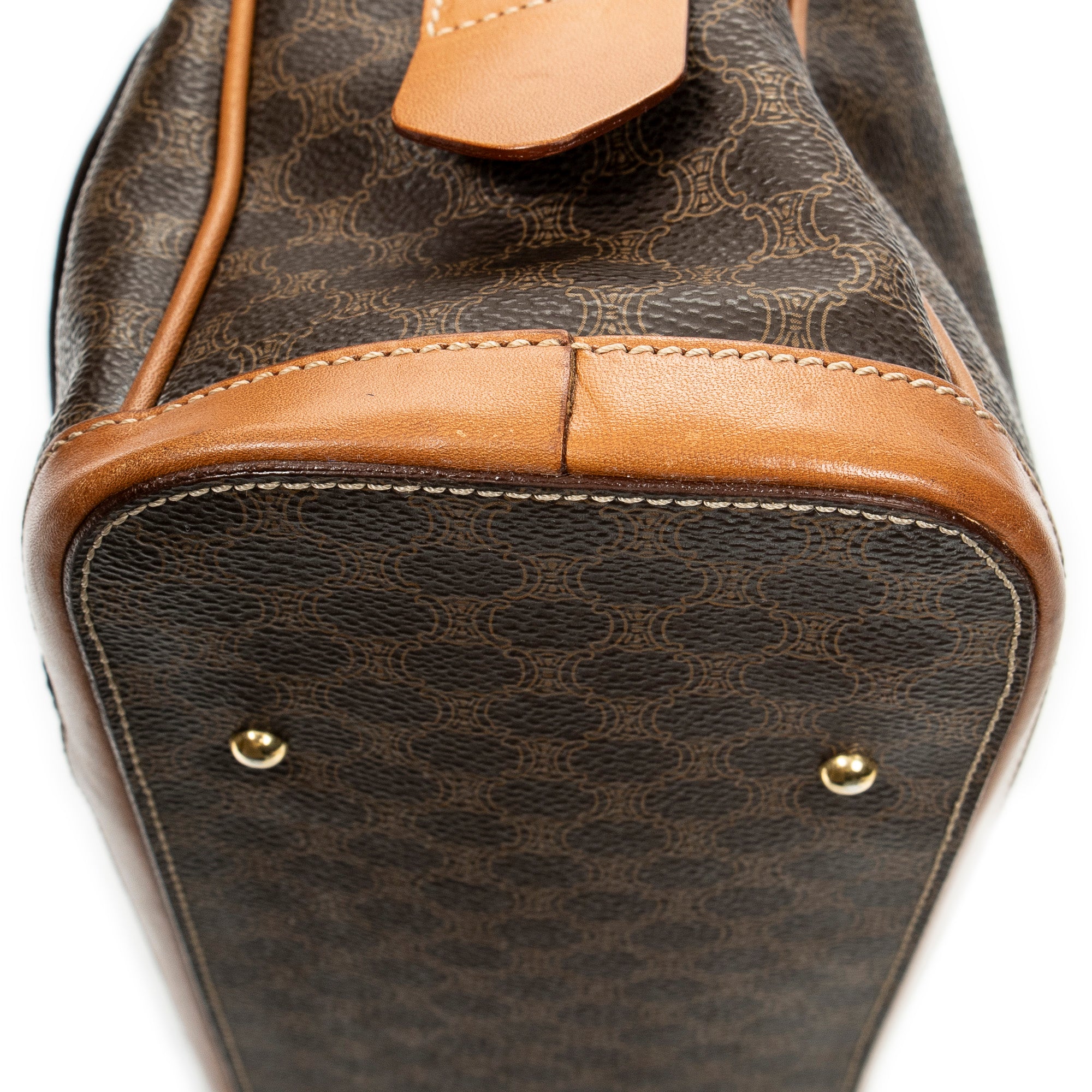 Handbag Vintage Front Pocket Dome Bag Brown Macadam Coated Canvas