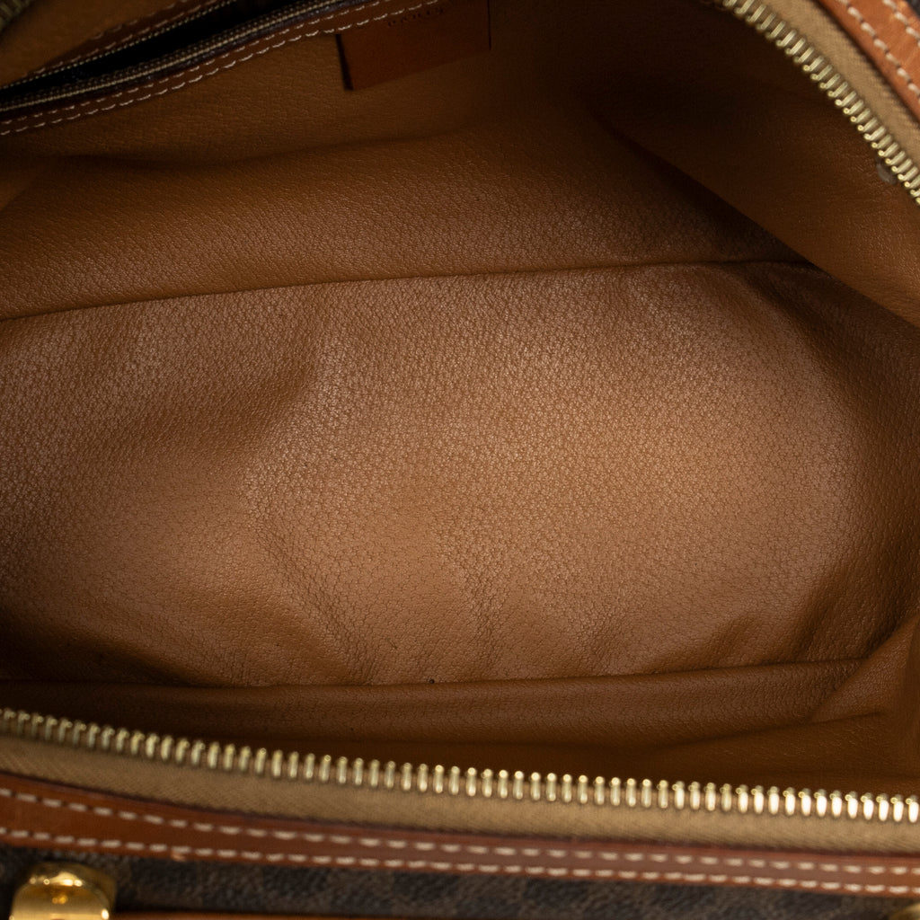 Handbag Vintage Front Pocket Dome Bag Brown Macadam Coated Canvas