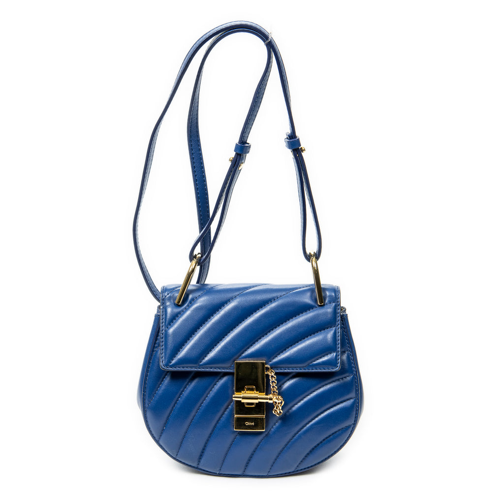 Shoulder bag Mini Drew Bijou Blue Quilted Calfskin Leather