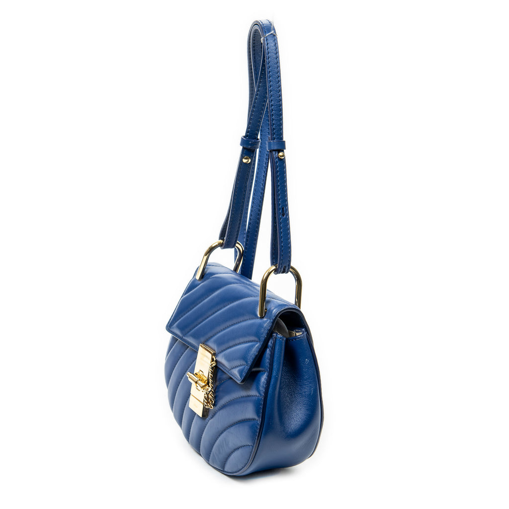 Shoulder bag Mini Drew Bijou Blue Quilted Calfskin Leather