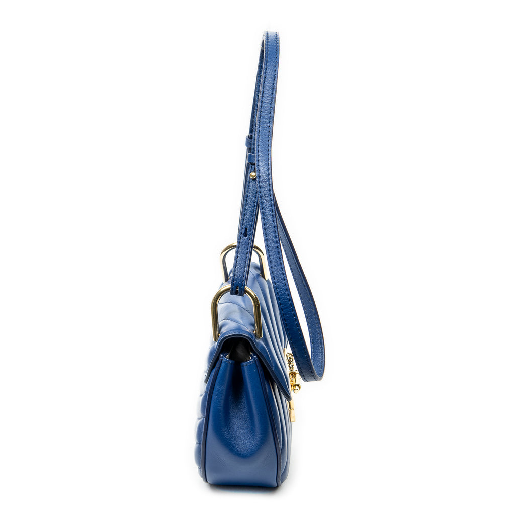 Shoulder bag Mini Drew Bijou Blue Quilted Calfskin Leather