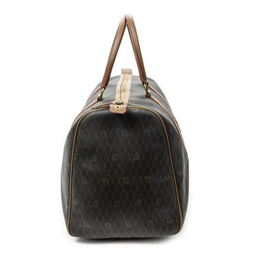 Sac de voyage vintage grand Boston en toile enduite Macadam marron