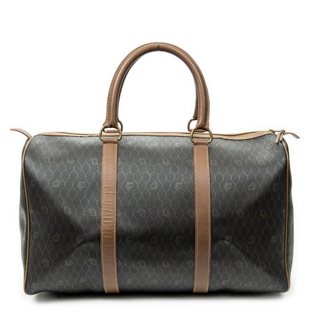 Sac de voyage vintage grand Boston en toile enduite Macadam marron