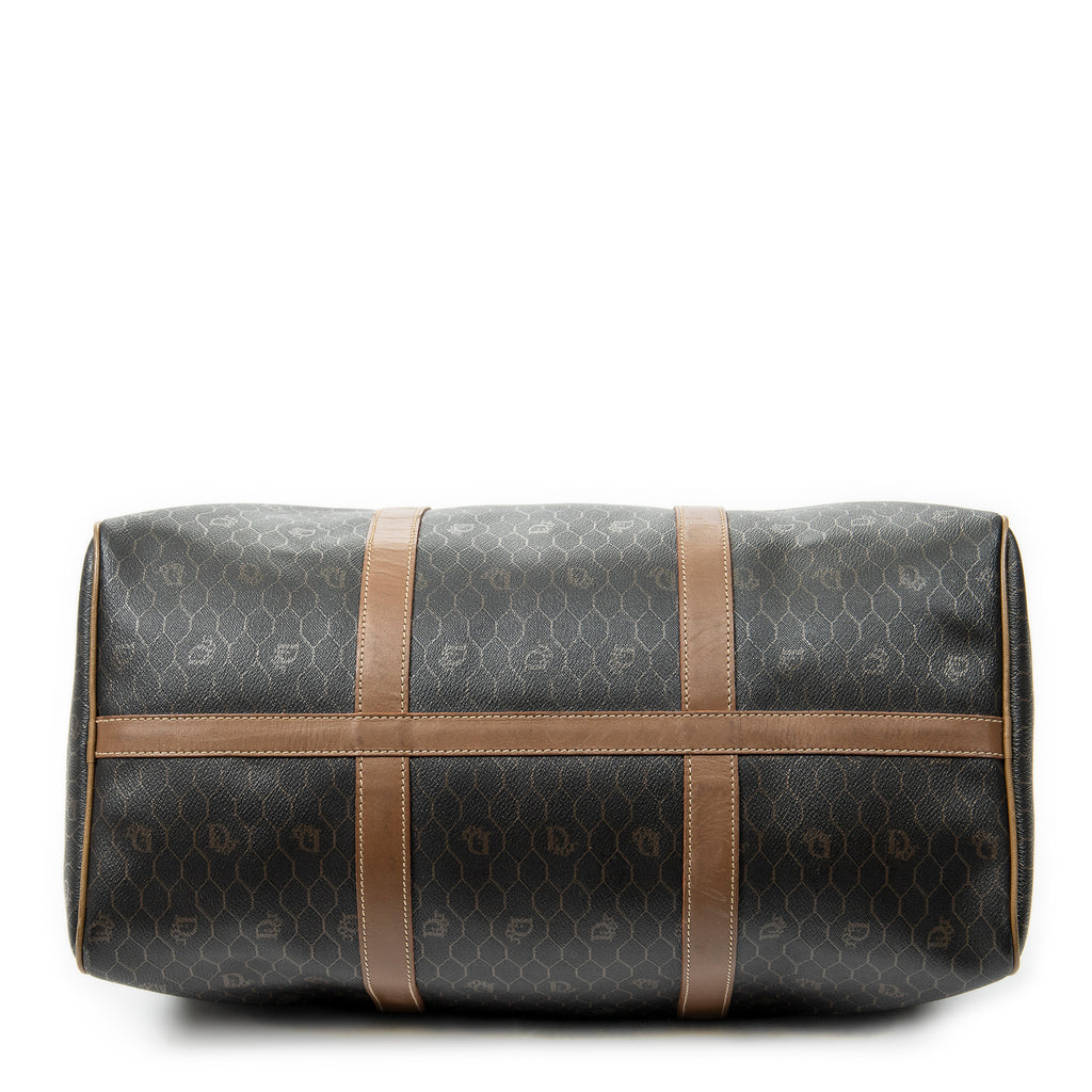 Sac de voyage vintage grand Boston en toile enduite Macadam marron