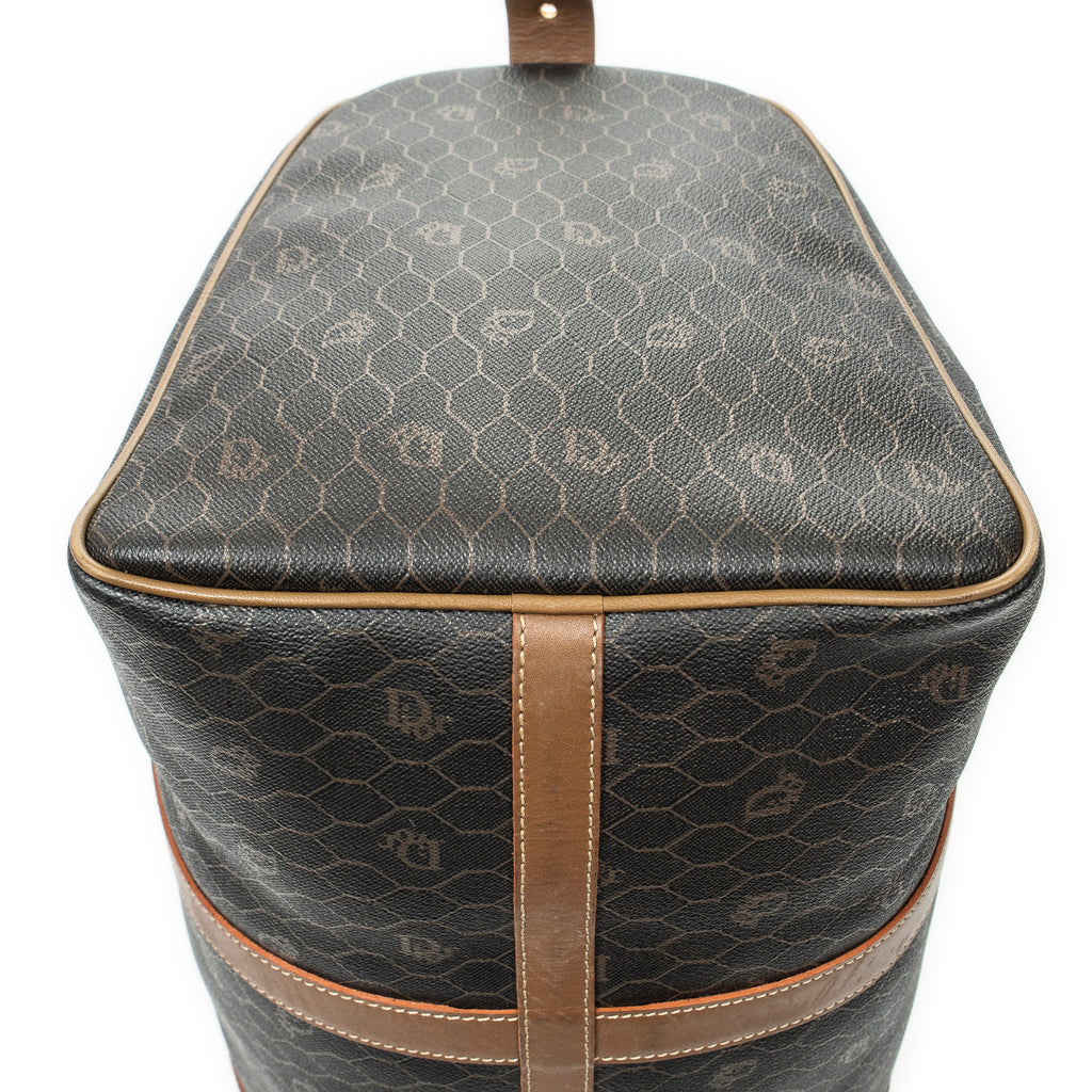 Travel Bag Vintage Large Boston Brown Macadam Coated Canvas