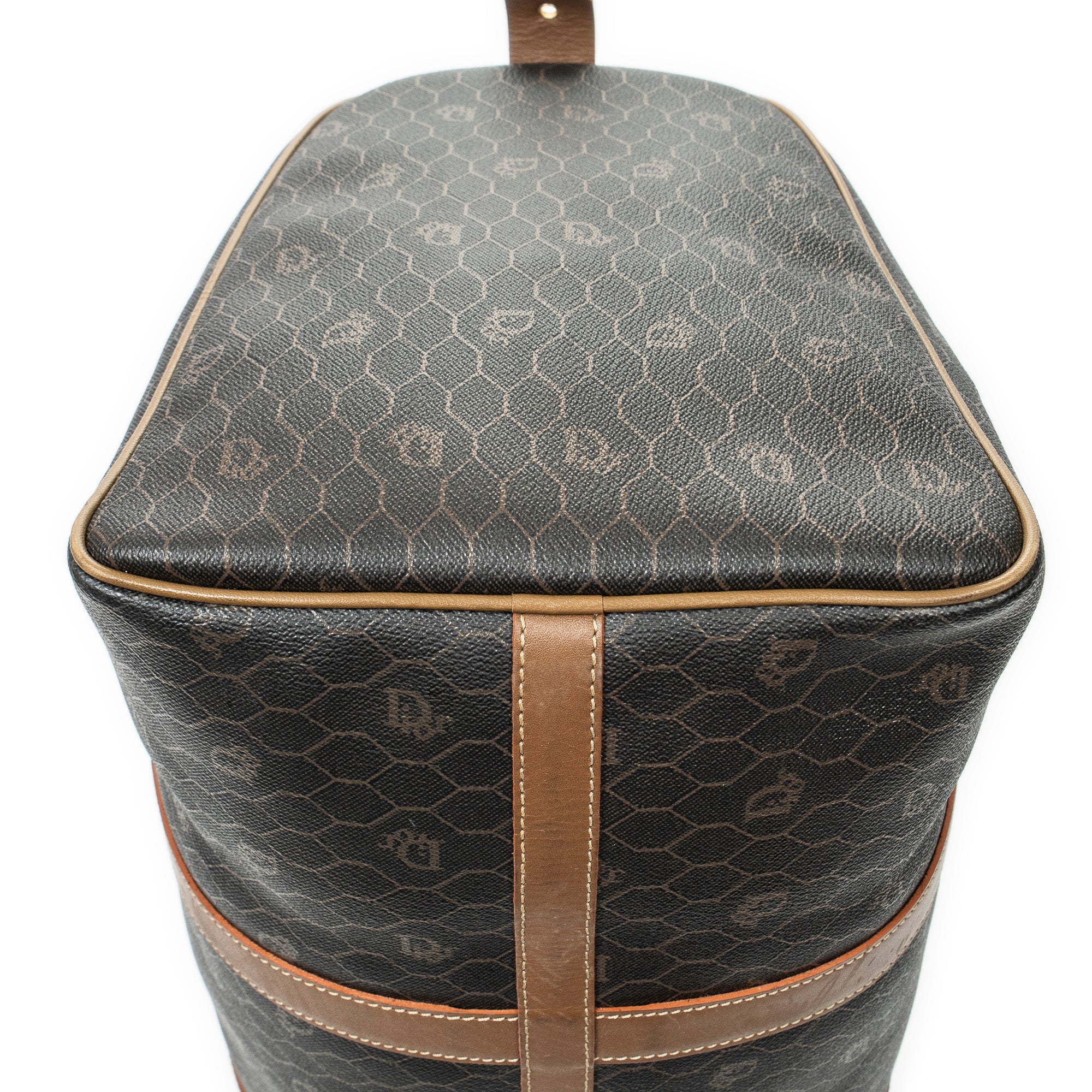 Travel Bag Vintage Large Boston Brown Macadam Coated Canvas