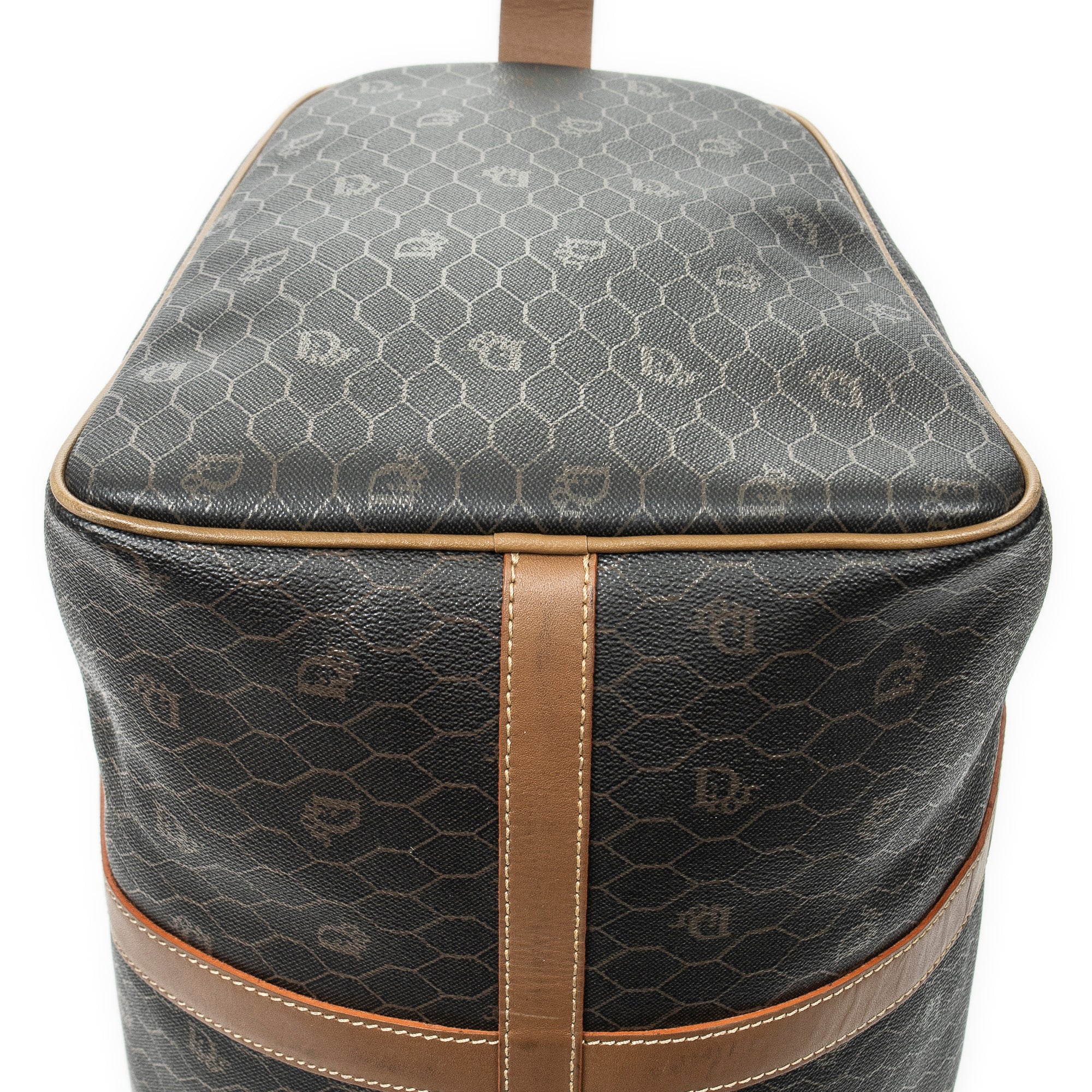 Sac de voyage vintage grand Boston en toile enduite Macadam marron